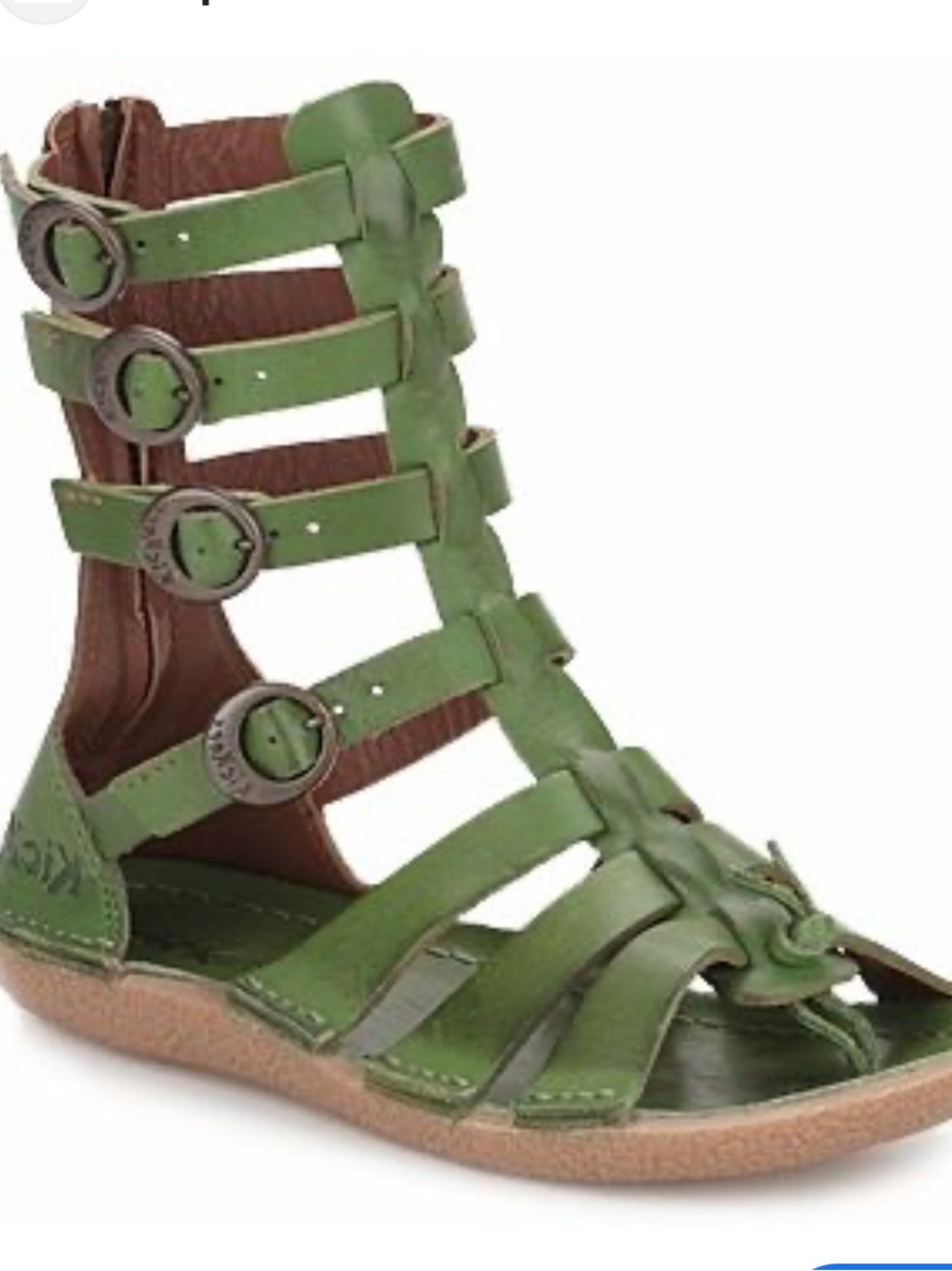 Kickers Pepita 2 Green Leather Gladiator Sandals.